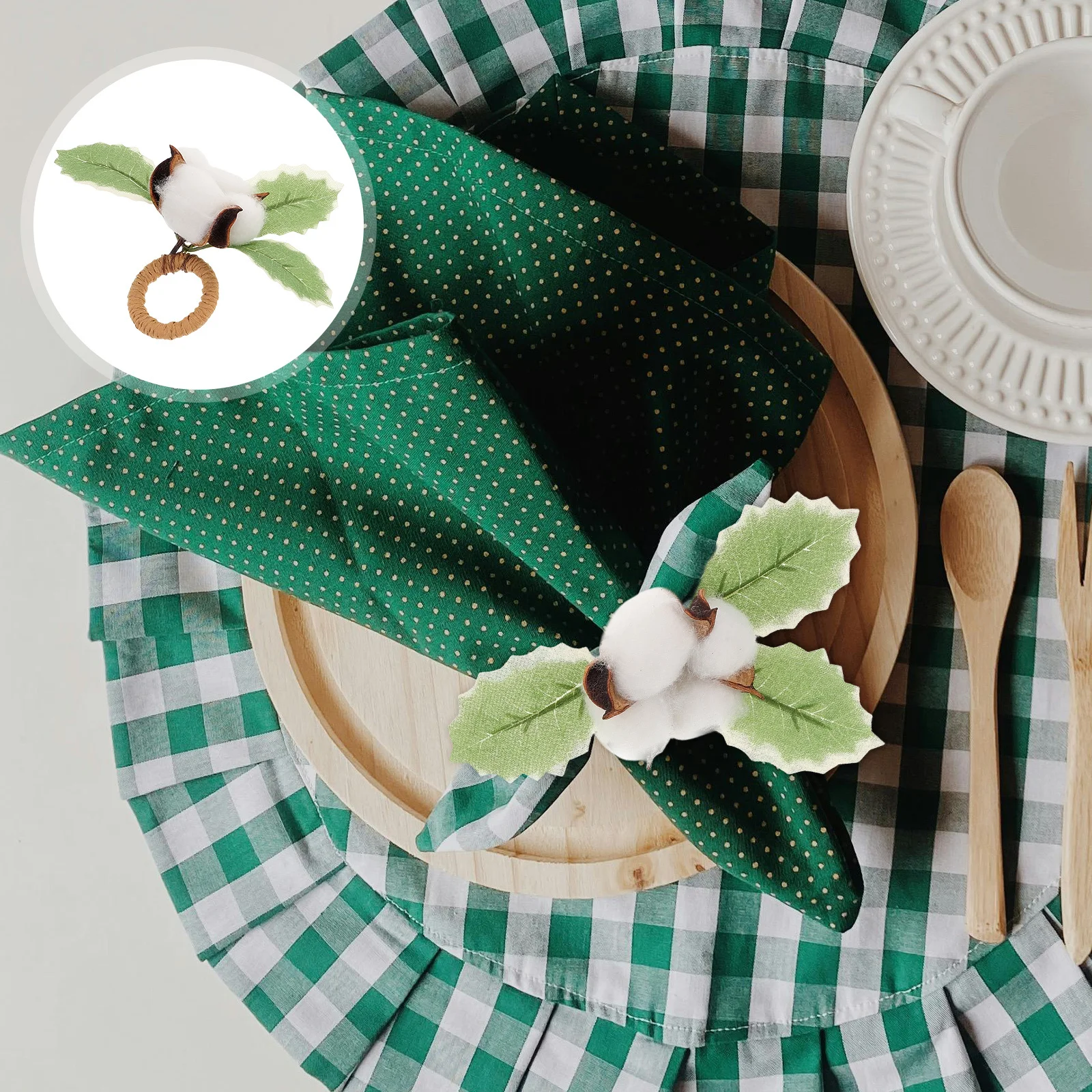 

2Pcs High Realism Cotton Napkin Rings Plastic Reusable Elegant Table Decor for Weddings Banquets Picnics Special Events