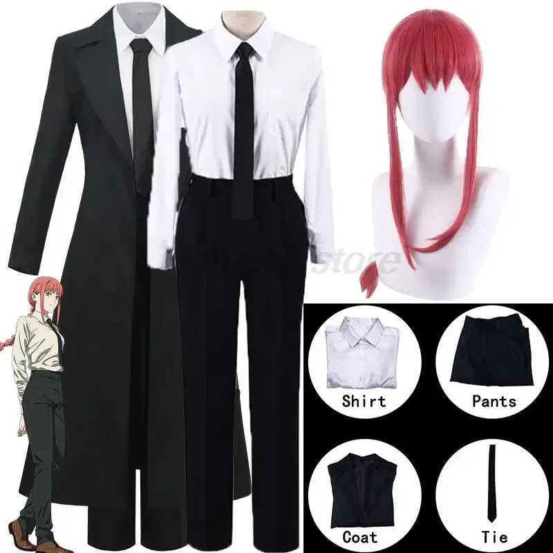 

Makima Cosplay Costume Anime Chainsaw Man Makima Cosplay Costumes Wig Trench Shirt Tie Pants Men Women Suits Halloween Uniform