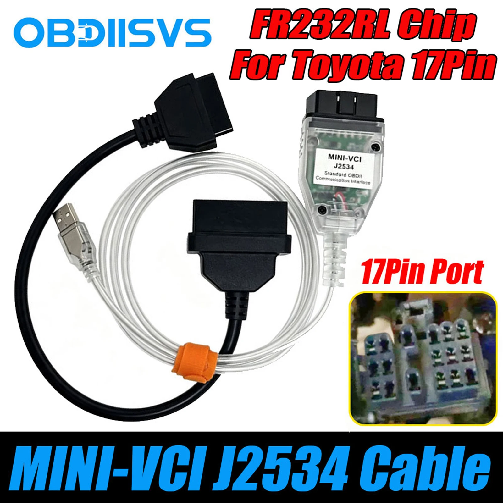 MINI-VCI J2534 OBD2 Scanner für Toyota/Lexus TIS Techstream Original FTDI FT232RL für Toyota 17-Pin 22-Pin OBDII Schnittstellen-Scanner – Detail 15
