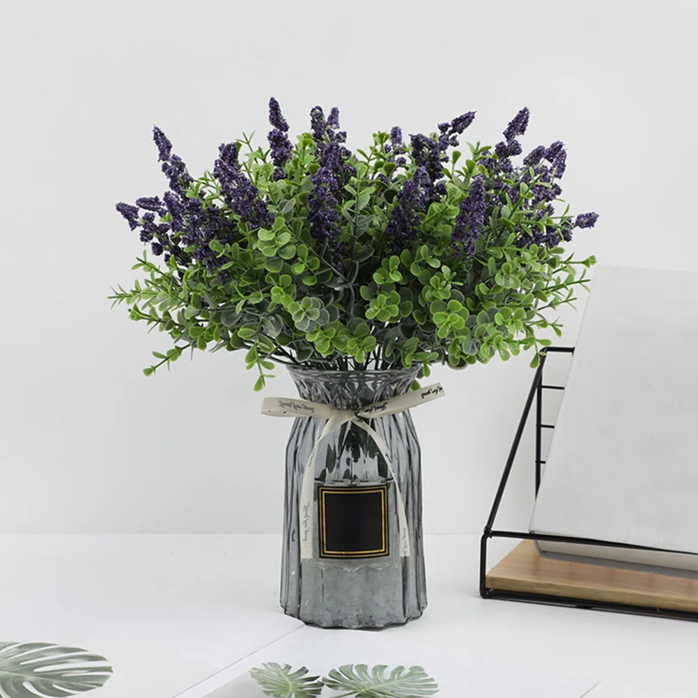 

2Pcs Artificial Flower Adornments Eucalyptus Lavender Decoration for Home Window Desktop Greenery Ornament Lavender Ornaments