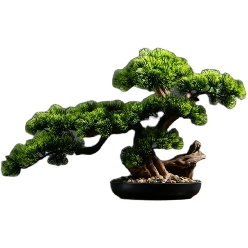 Simulated welcoming pine bonsai porch decoration luohansong hotel office decoration new Chinese green plant Hall