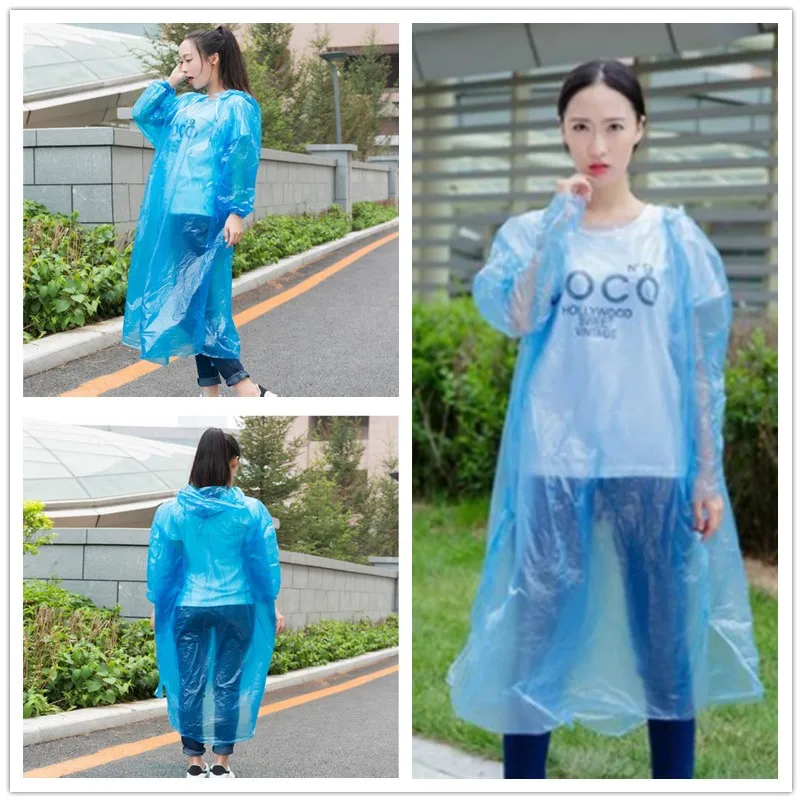 1PC Hiking Camping Poncho Impermeable Hooded Raincoat Disposable Raincoat Adult Emergency Waterproof Raincoat