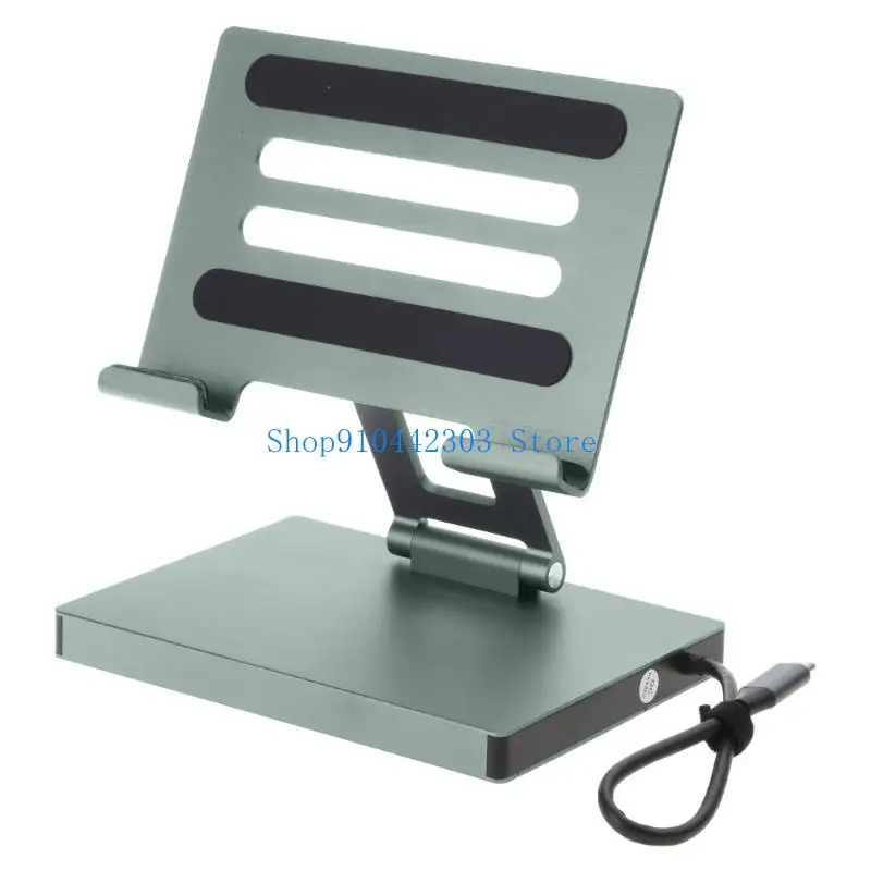 

652F USB TypeC Hub Laptop Stand Holder 9 in 1 USB3.0 5Gbps Data Transfer 2xHDMI4k