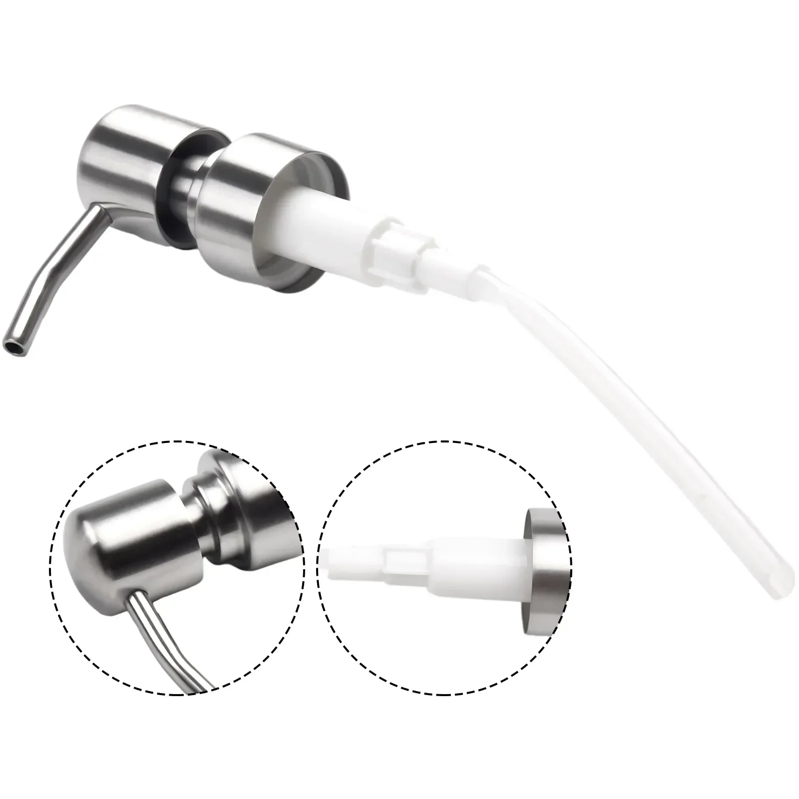 1pc Push Type Lotion Pump Head Stainless Steel Pump Liquid Soap Dispenser Head Replace Pump Tube For Most Liquid Pumps.