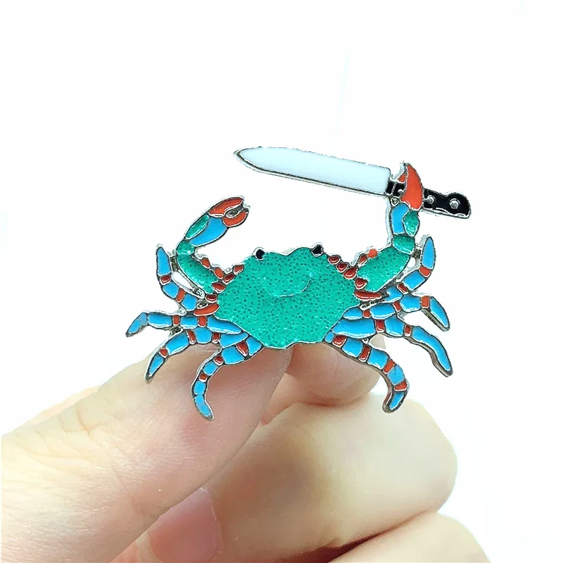 

Funny Battle Crab Badge Cute Crustacean Marine Animal Brooch