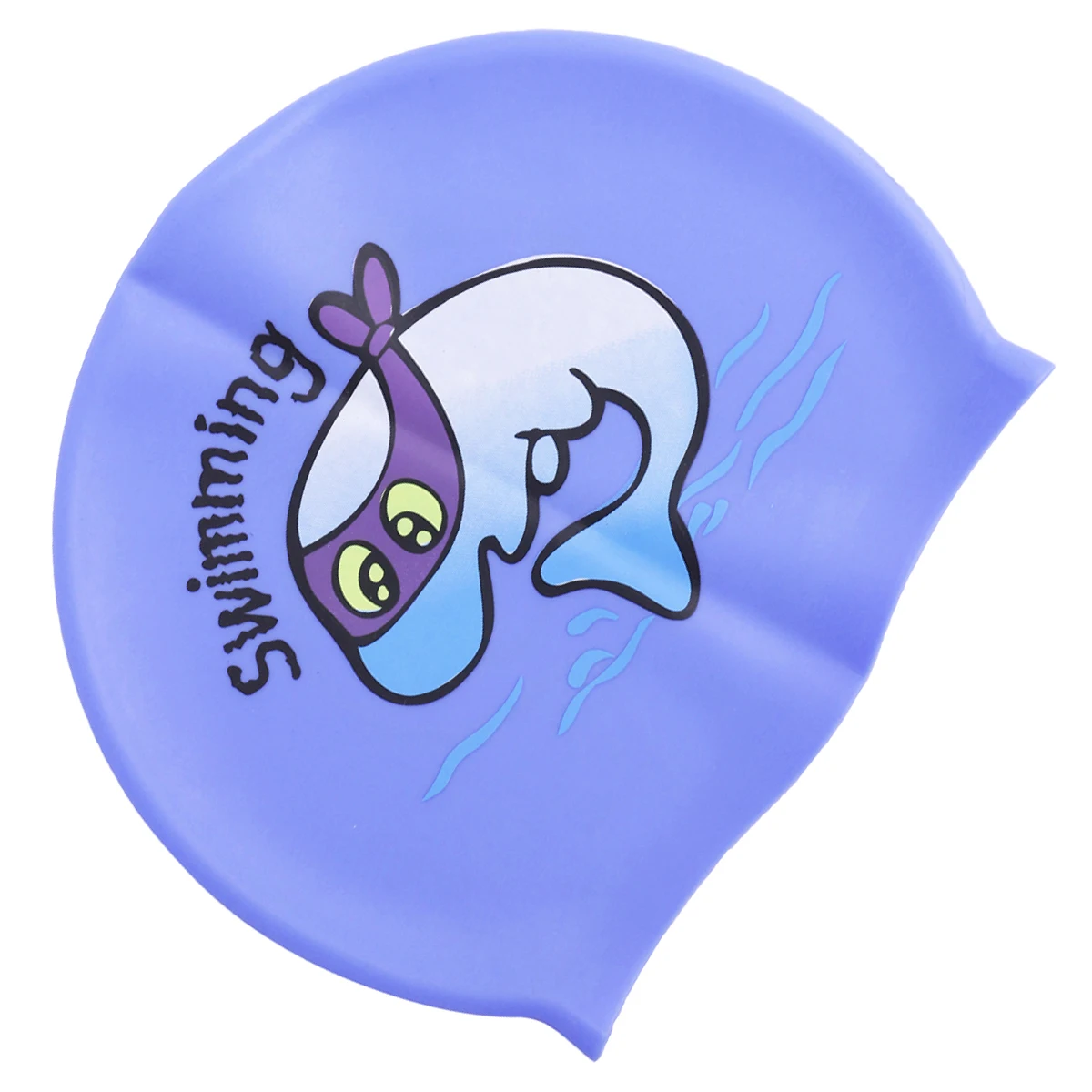 قبعة سباحة من السيليكون مقاومة للماء بنمط كرتوني على شكل سمكة زرقاء تحمي الشعر الجاف ولطيفة وغير مزعجة #6