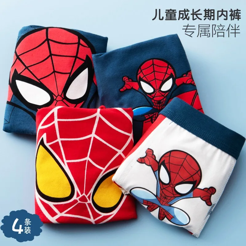 4Pcs/lot New Miniso Spider-Man Children Underpant New Marvel Series Cool Breathable Brie Boy Underwear Cotton Boxer Shorts Gift