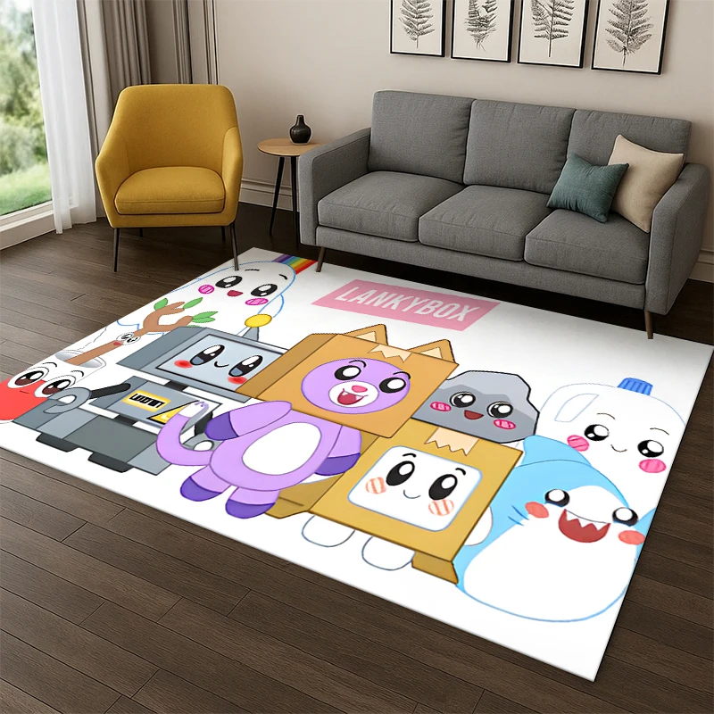 3D Rocky Foxy Boxy Lankybox Carpet Rug for Playroom Bedroom Living Room Sofa Home Decor,kid Game Area Rug Non-slip Floor Mat