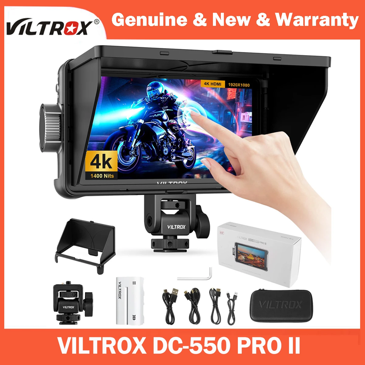VILTROX DC-550 PRO II 5.5" Touch Screen Camera Field Monitor 1400 Nits 4K@60 HDMI 2.0 with Camera Control Vertical UI for TikTok