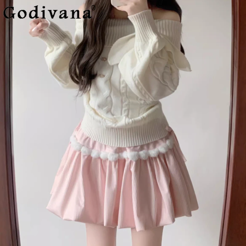 

Women Autumn Winter Corduroy A-line Versatile Age-reducing High Waist Skirt New Fashion Sweet Lace-up Japanese Leisure Skirts