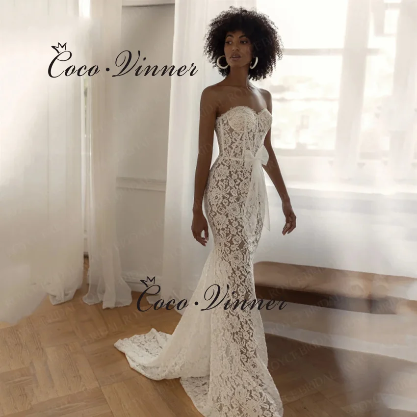 

Качественное кружевное свадебное платье без бретелек по индивидуальному заказу, 2025 г., со съемными рукавами, большие размеры, свадебное платье русалки в стиле кантри W1411