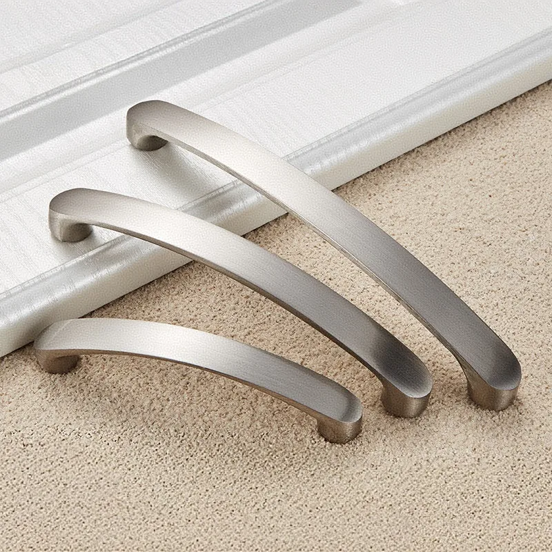 Tiradores de muebles plateados de aluminio, tirador de armario, herrajes para cajón de armario de cocina