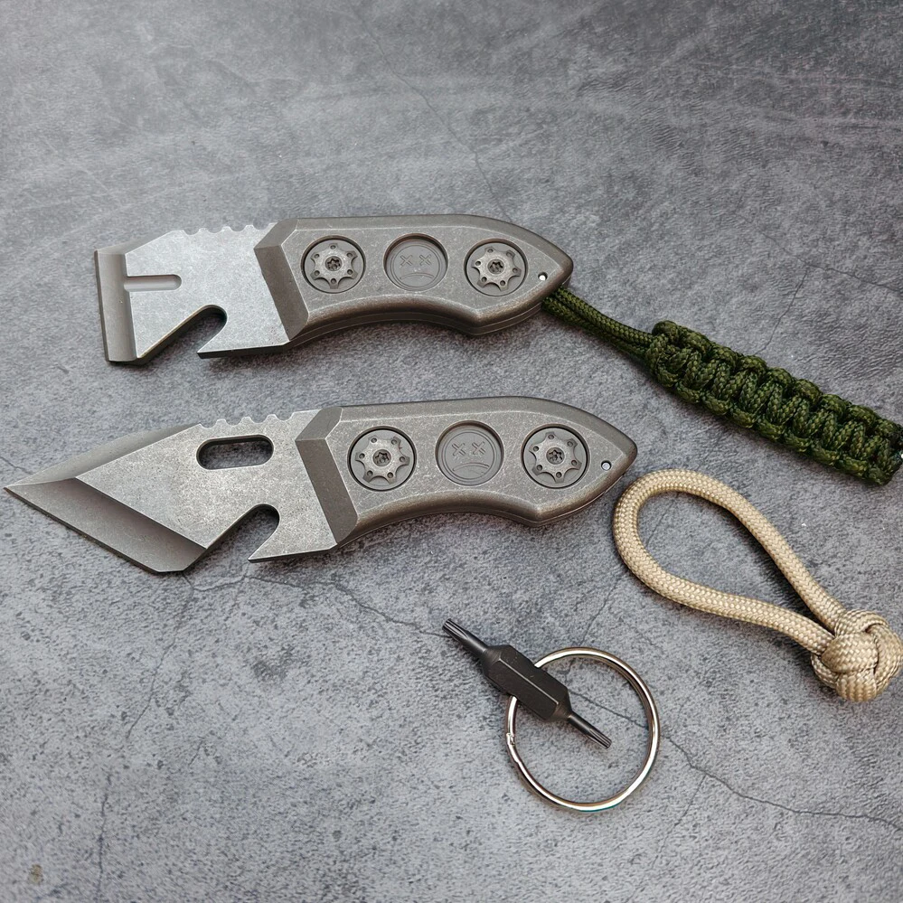 EDC DC53 Titanium Alloy Crowbar with Carbon Fiber Sheath Bottle Opener Outdoor Camping Multifunction Tools