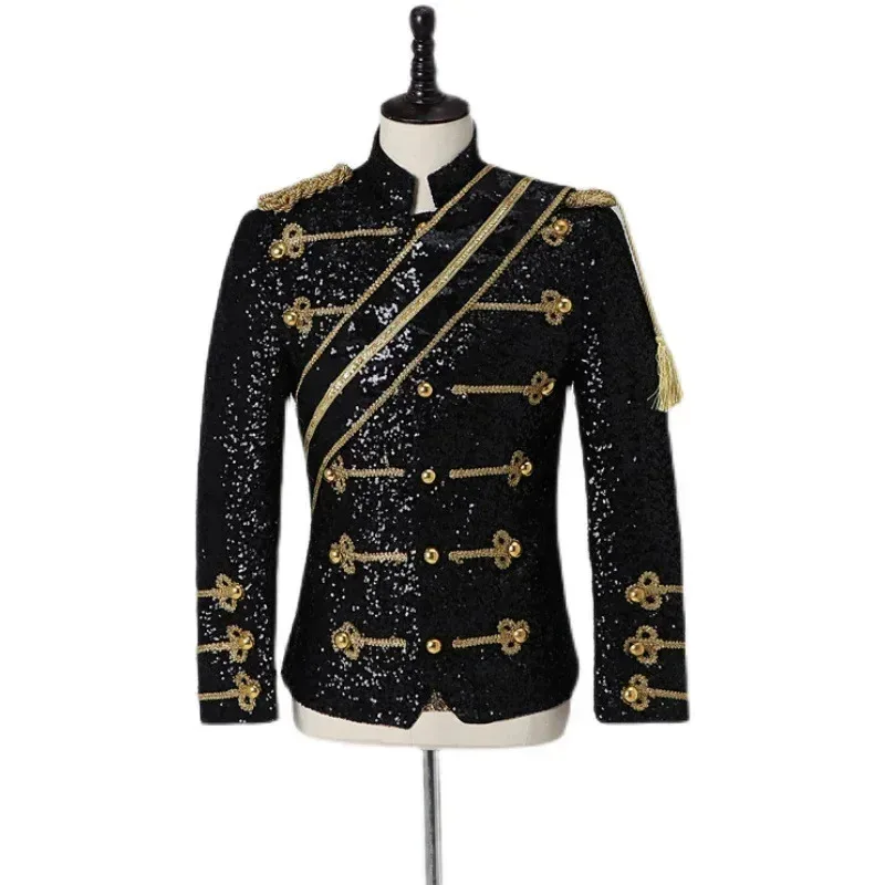 Nueva ropa de Michael para hombre, abrigo ajustado MJ Michael Jackson, traje de baile con lentejuelas, chaqueta, trajes de cantante de escenario, disfraz coaplay #   1