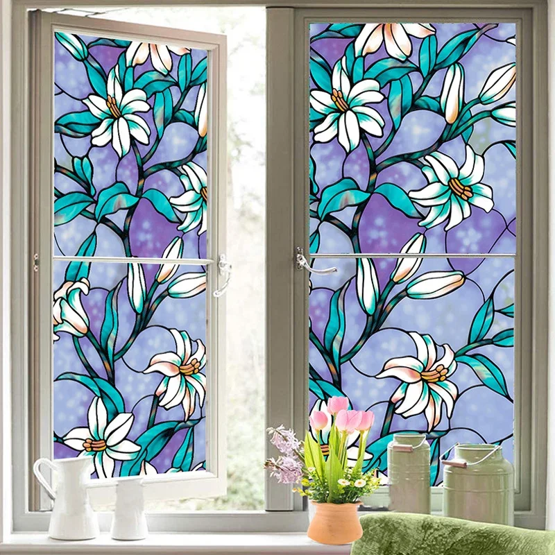 

Retro Flower Window Stickers Privacy Protector Film Anti-UV Protection Heat Control Glass Stickers for Home Dhesivo De Ventana