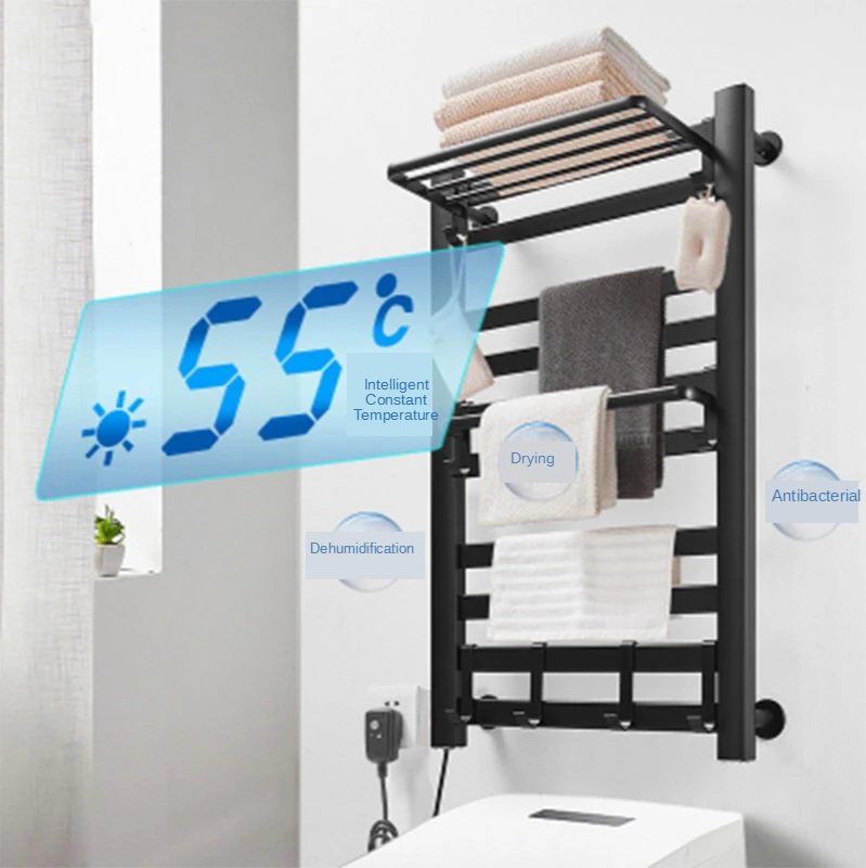 Intelligent Waterproof Constant Temperature Perforated Free Space Auminum Electric Heating Towel Rack to Remove Mites