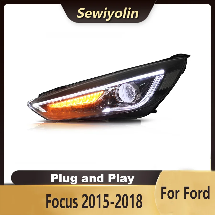 

For Ford Focus 2015-2018 Car Accessories Headlight Assembly LED Lights Lamp DRL Signal Plug And Play Daytime Running