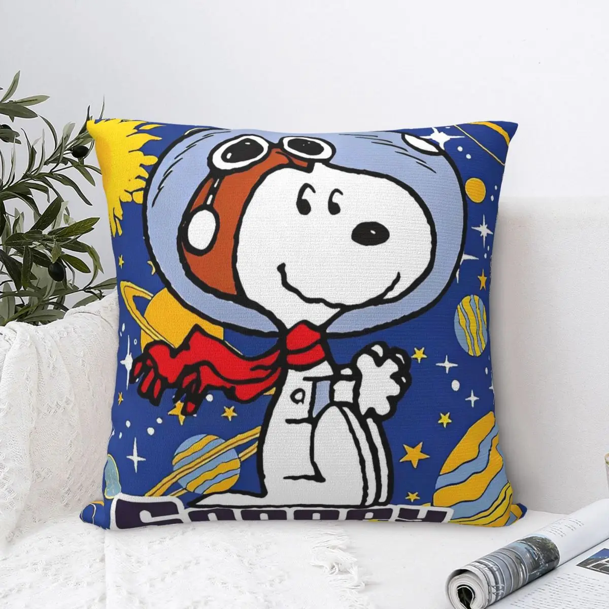 

Snoppys Astronaut Cartoon Pillow Case Cushion Cover Square Pattern Pillow Cover Funny Pillowcases For Sofa Home Decoration
