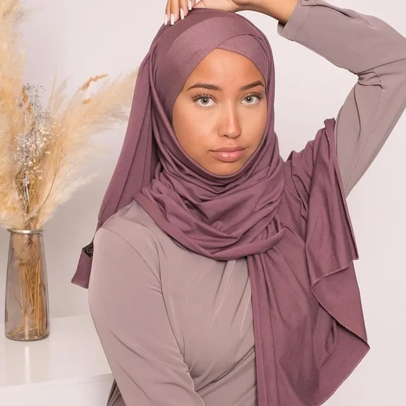 Amira-bufanda Hijab instantánea para mujer, Jersey musulmán con lazo en la espalda, velo musulmán, chales, turbante de Ramadán, quimio, una pieza