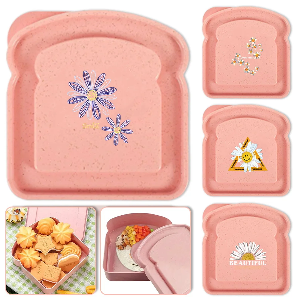 Toast Shaped Bento Lunch Box with Lid, Large Capacity Sandwich Storage Box Reusable Food Keeper for School & Outdoor