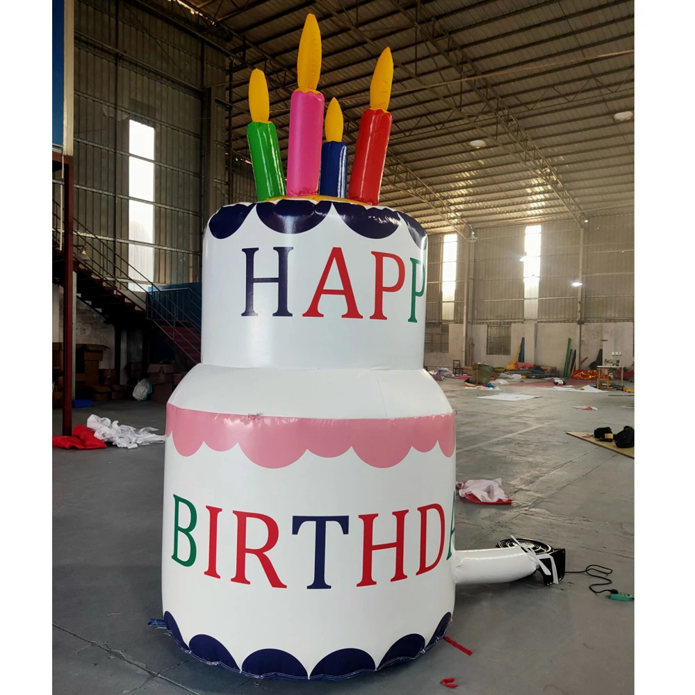 

wholesale giant inflatable happy birthday cake model for party decoration outdoor event with 3 Meters tall oxford or pvc