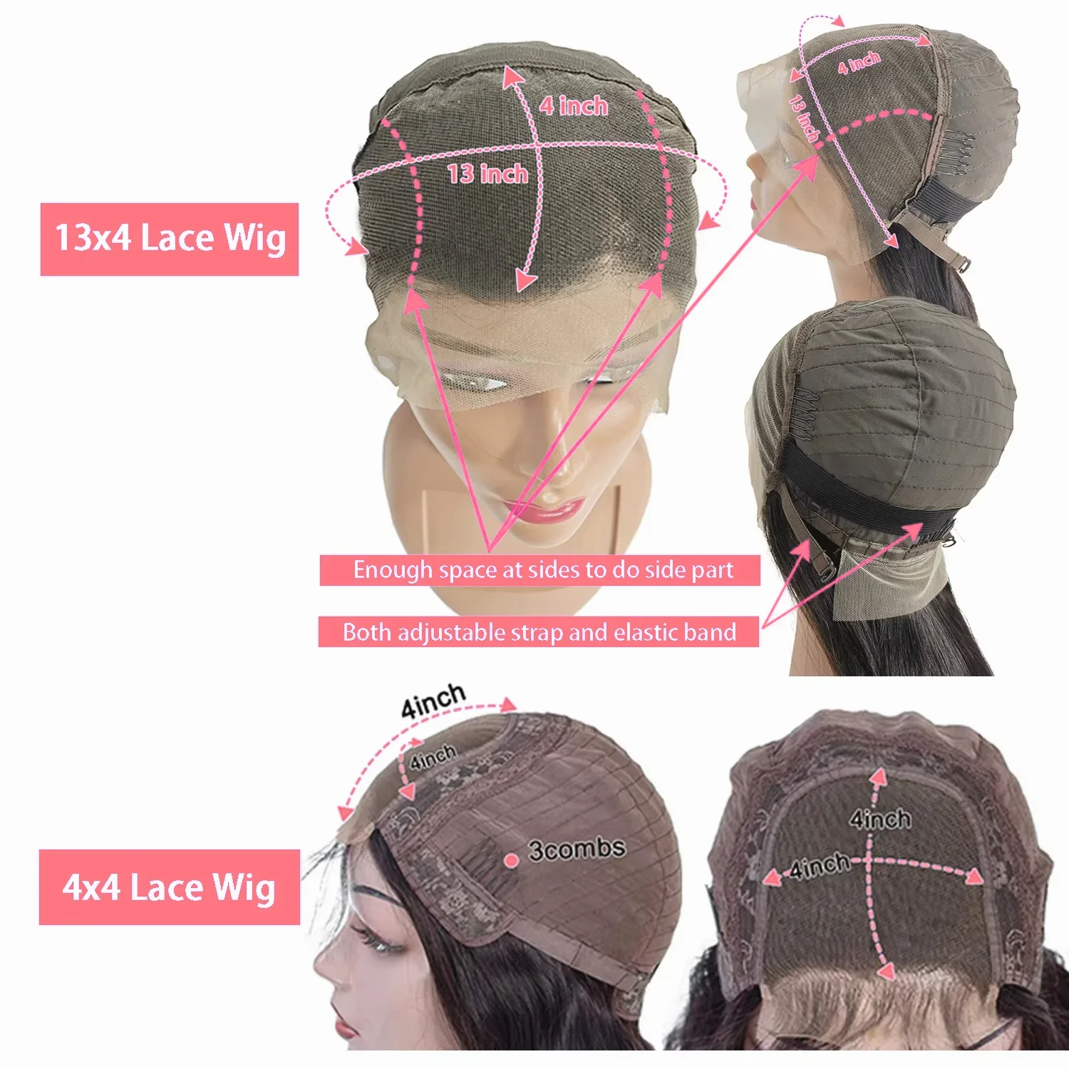 Parrucche frontali in pizzo 13X4 diritte a densità 200 Capelli umani al 100% per le donne Capelli vergini brasiliani di Remy Pre pizzicati # 1B 16 pollici