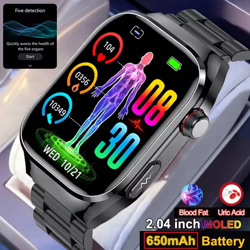 

2026 AI Laser Diagnosis Health Smart Watch Men ECG+PPG Blood lipids Uric Acid Heart Rate Blood Pressure Sports HD Call Bracelet