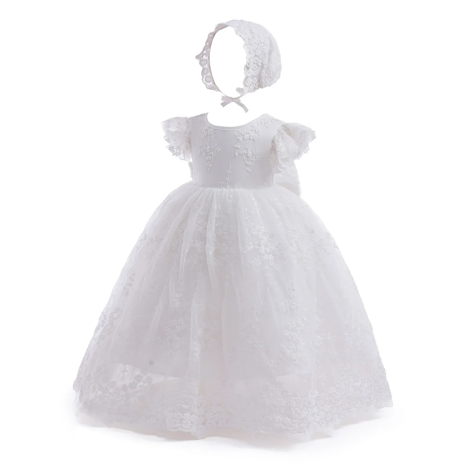 New Baby Girl Dress For Christening White Lace Long Princess 1 Year Birthday Party Wedding Newborn Infant Baptism Clothes