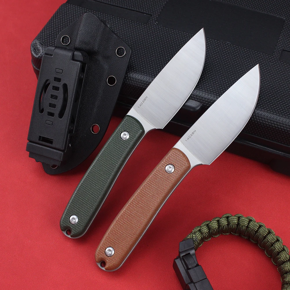 Tactical Knife 14C28N Steel With Kydex Sheath Hunting Fixed Blade Knife EDC Full Tang Outdoor Bushcraft Survival Combat EDC Tool