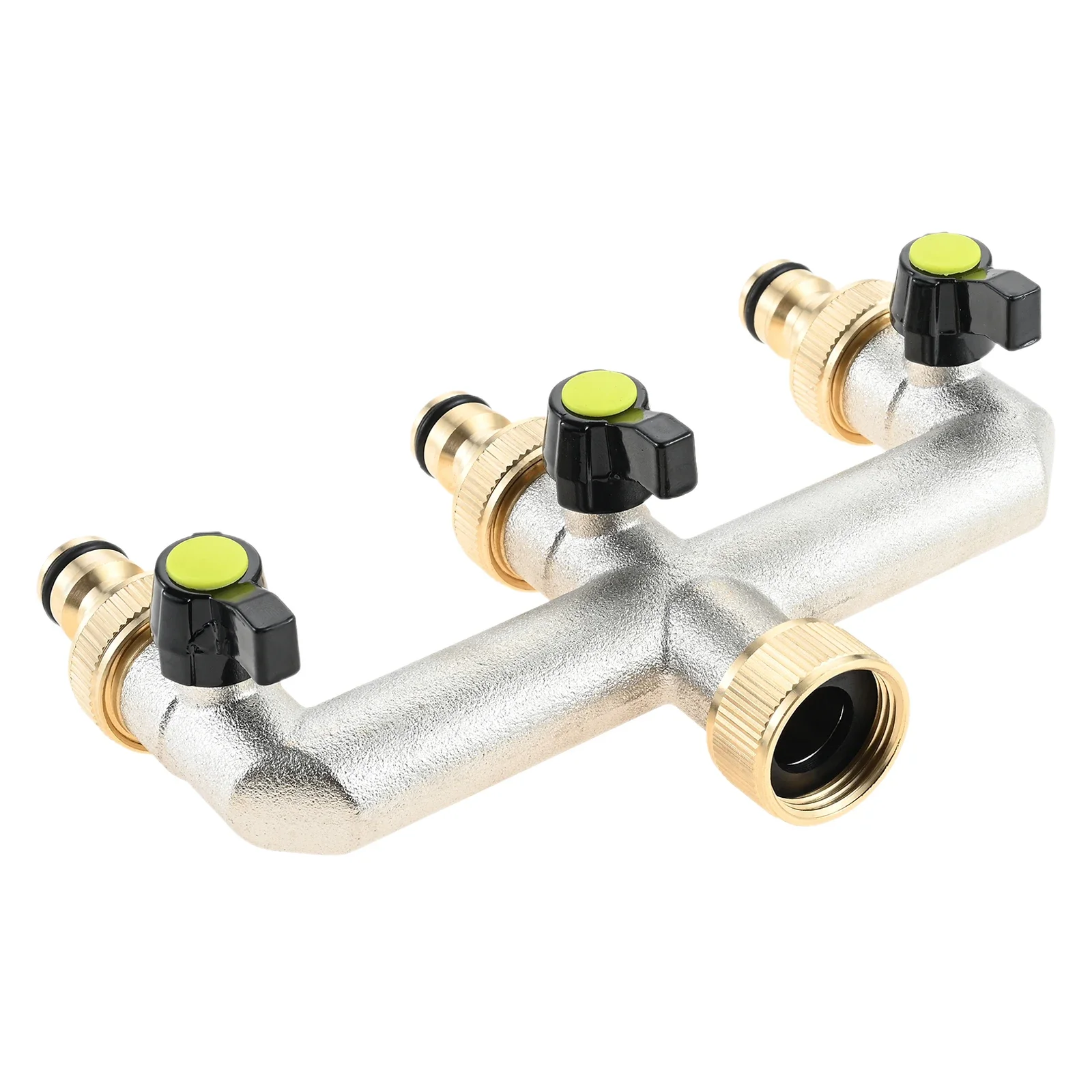 Garden 3-Way Tap Water Distributor Extended Handle 3/4 Inch Water Hose Connection Distributor Adapter Individual Shut-off Valves