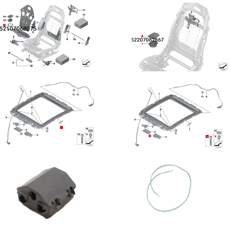 Components: fan, grille, backrest 52107068075 52207062867 54109466049 54108499254 61139249146 61130085034