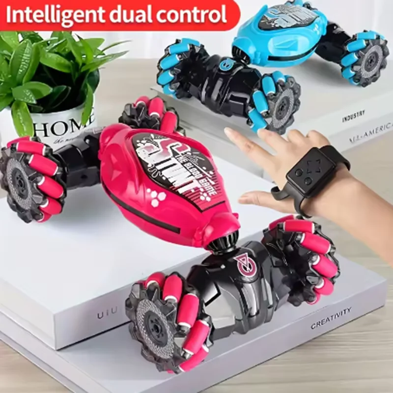 Carro de deriva 4WD RC com luzes LED de música 2.4G Gesto Rádio Controle Remoto Spray Stunt Car 360 °   Presente de brinquedos de carro de escalada giratório