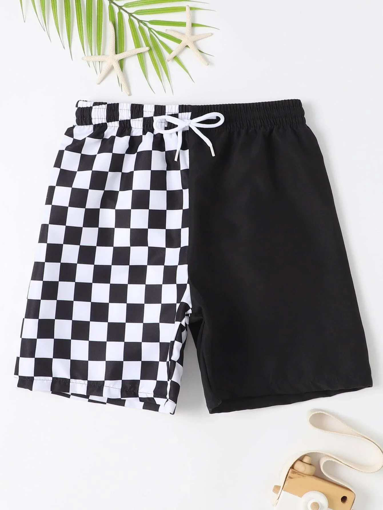 Patchwork Drawstring Men's Beach Shorts Men's swim Trunks Elastic Waist 3D Print Gradient Breathable Short Streetwear Polyster