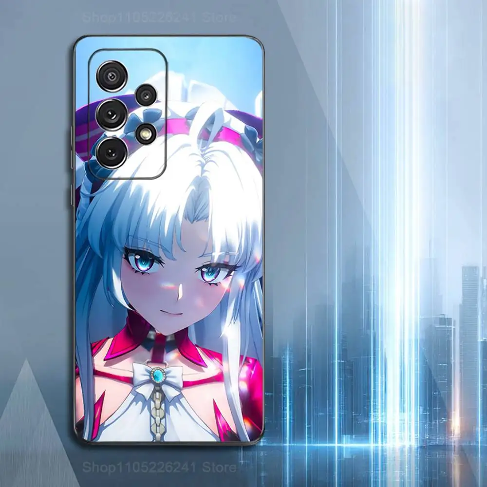 C-Carlotta Wuwa Lucu untuk Samsung S9,S10,S20,S10,S21,S25,S24,S23,Ultra,FE,Plus,Lite, Casing Hitam Silikon Lembut