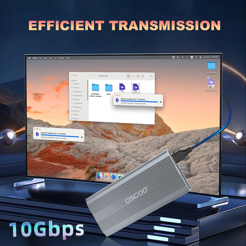 OSCOO LT3 M.2 SATA и NVMe RGB корпус SSD адаптер совместимый M.2 2242/2260/2280 SSD скорость передачи 10 Гбит/с максимальная емкость 4 Гб