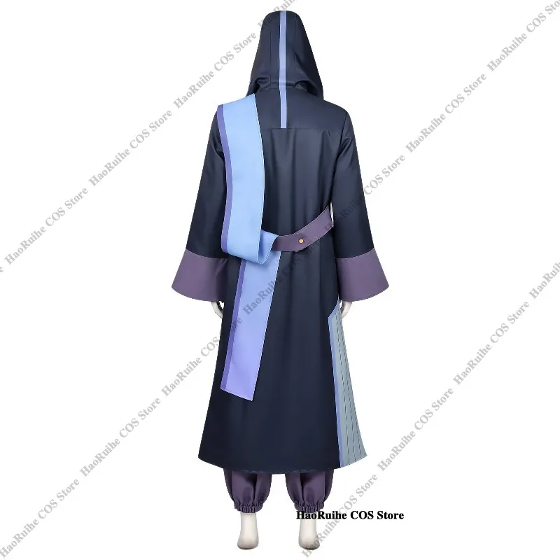 Hot Anime Princess Kaguya! Rai Komazawa Cosplay Clothing Cool Dark Purple Blue Cape Big Hat Goth Wig Halloween Navidad Carnaval view 3