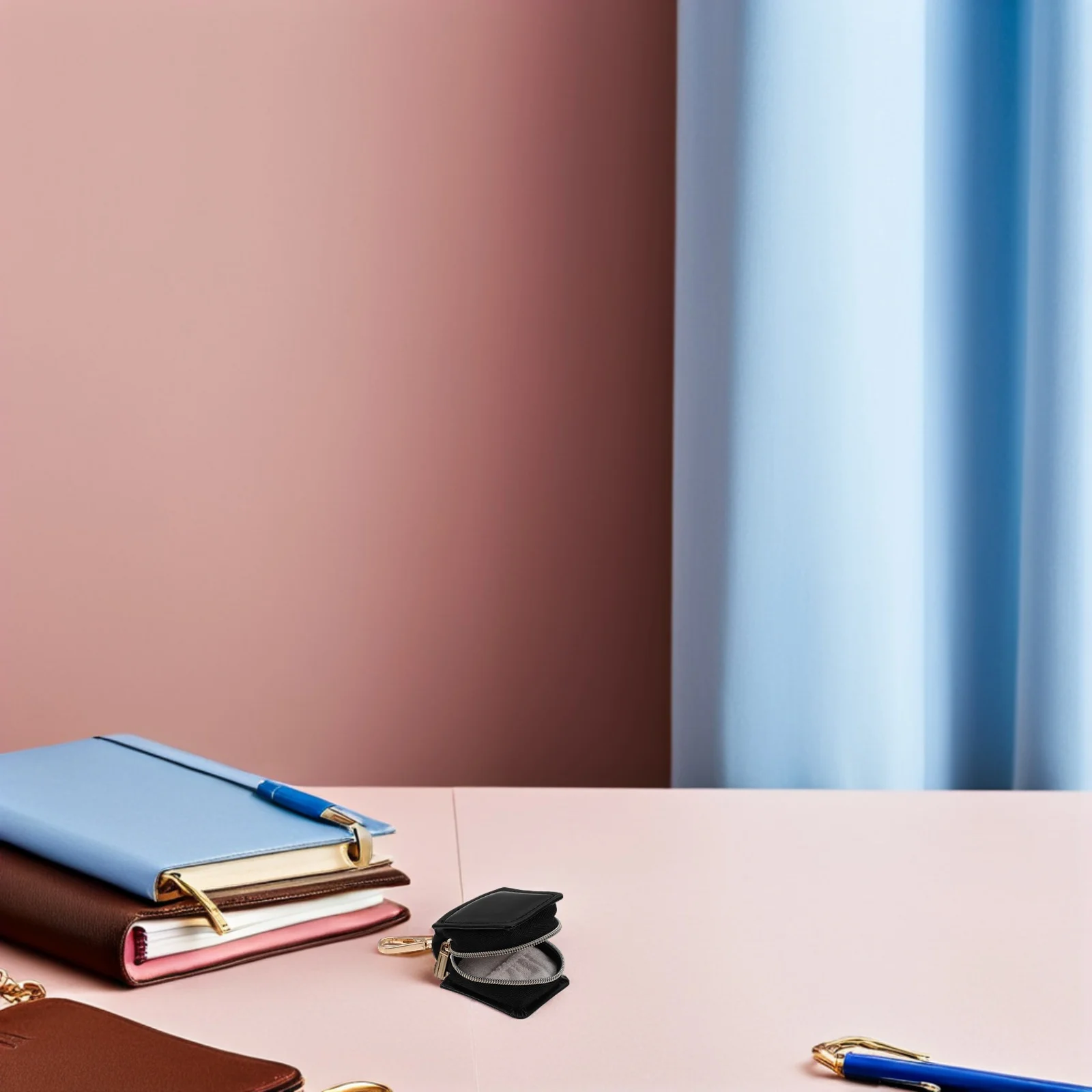 

Portable Jewelry Box Mini Travel Organizer Case Pu Keychain Pouch For Rings Earrings Necklaces Bracelets Compact Storage