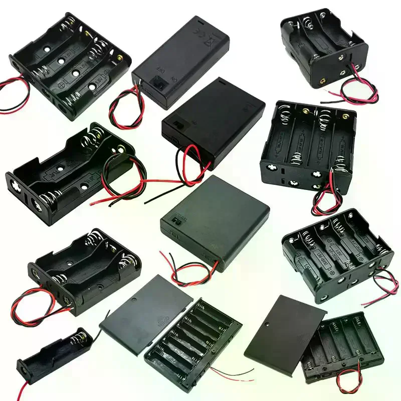 Estuche para pilas AA, caja para pilas AA con 1/2/3/4 ranuras, soporte para pilas AA 14500, caja de almacenamiento DIY con cables para conexión en serie