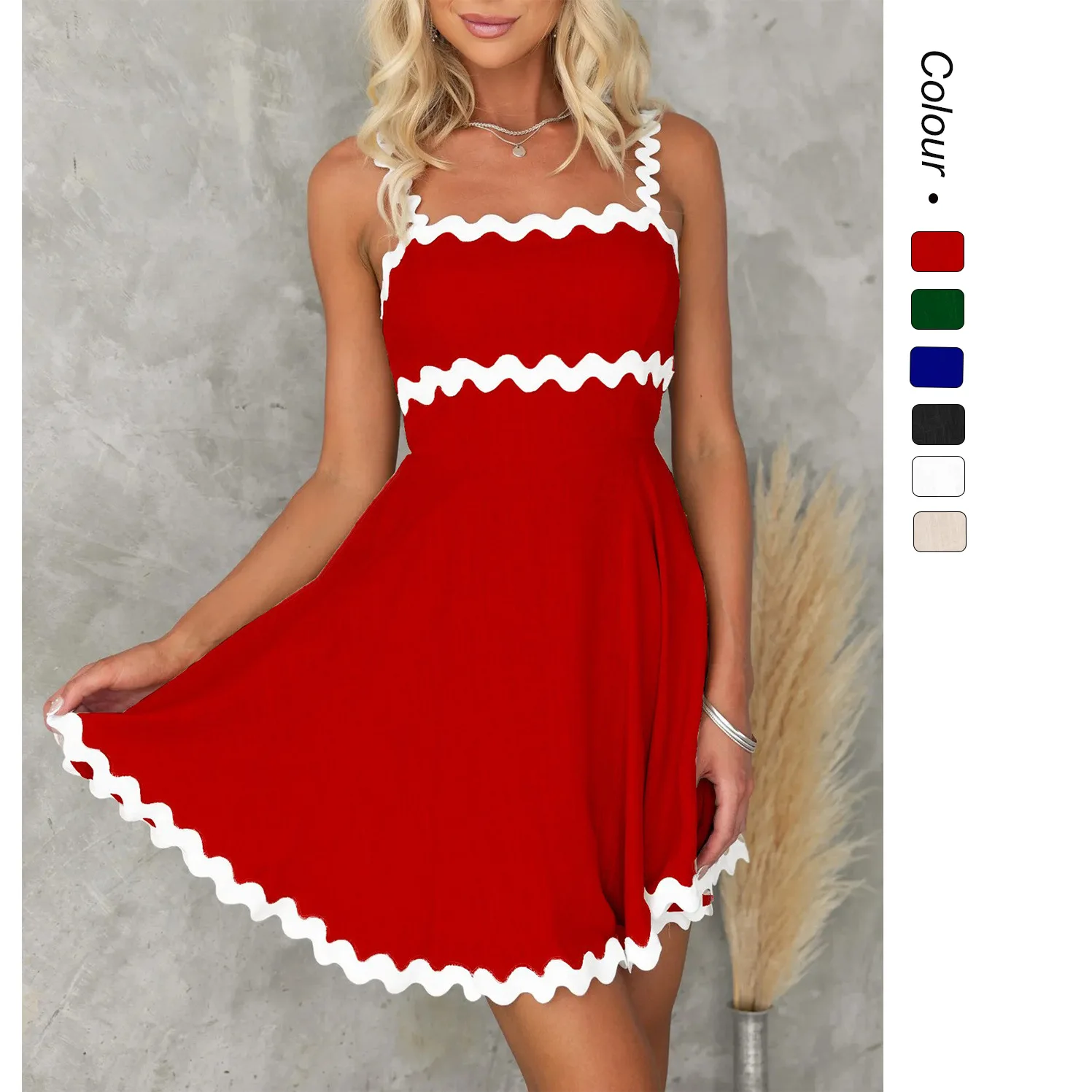 

25 Summer New Fresh Sweet Solid Color Sexy Strap Short Dress - 88203 Women's Casual Dresses Clothing Robe Vestidos Midi