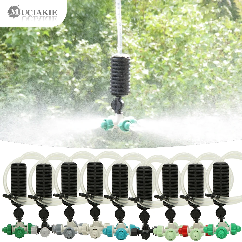 5 Kits Garden Greenhouse Fogger's Hydro Cooling Humidifying Irrigation Kit System Watering Cross Misting Spinkler Nozzle Spray