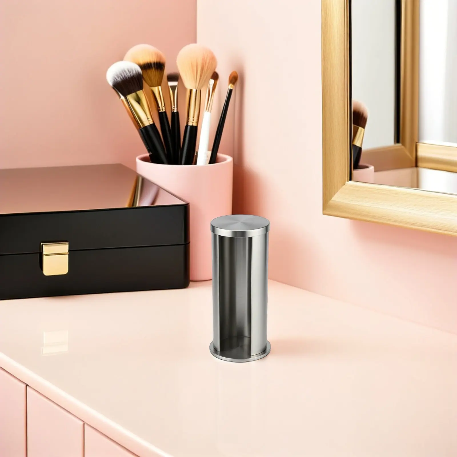 Effortless Clean Stainless Steel Cotton Wool Holder Clear Cotton Pad Container for Makeup Pads Storage Vanity Bathroom Skincare
