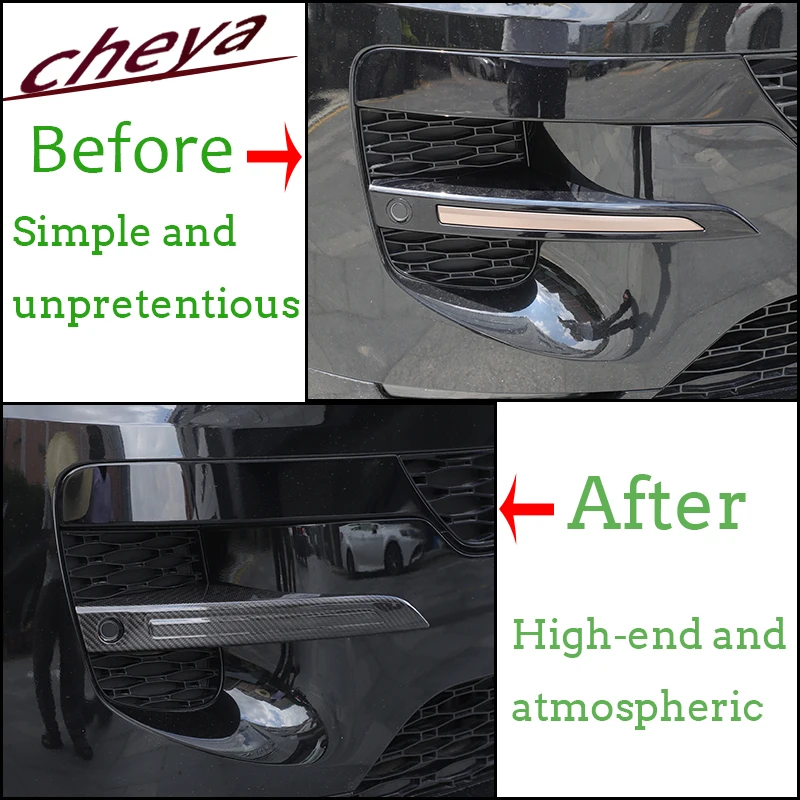 لاند روفر رينج روفر سبورت L461 2023 + ألياف الكربون الحقيقية سيارة الجبهة الضباب الخفيف غطاء الزخرفية ملصقات الملحقات الخارجية