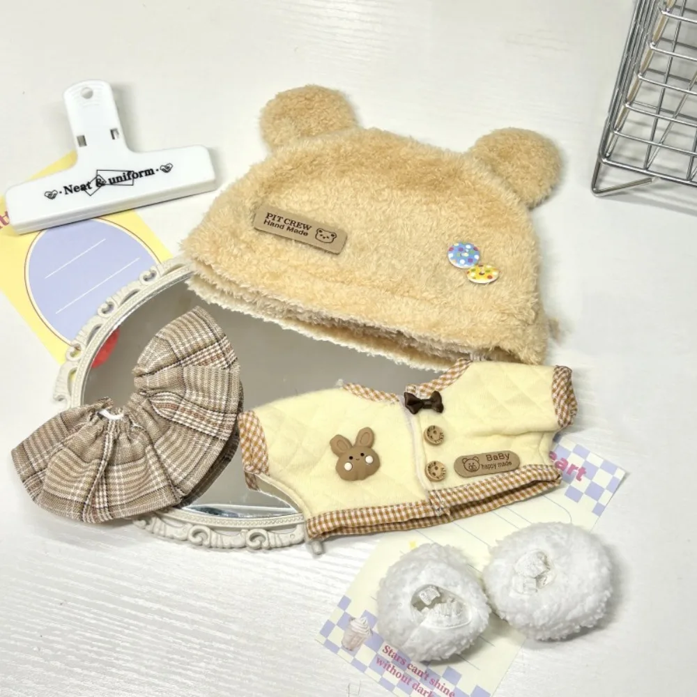 1 satz Bär Set 20 cm Baumwolle Puppe Kleidung Kaninchen Outfit Baumwolle Puppe Kleidung Mode Kleid Plüsch Puppe Kleidung kinder Geschenk