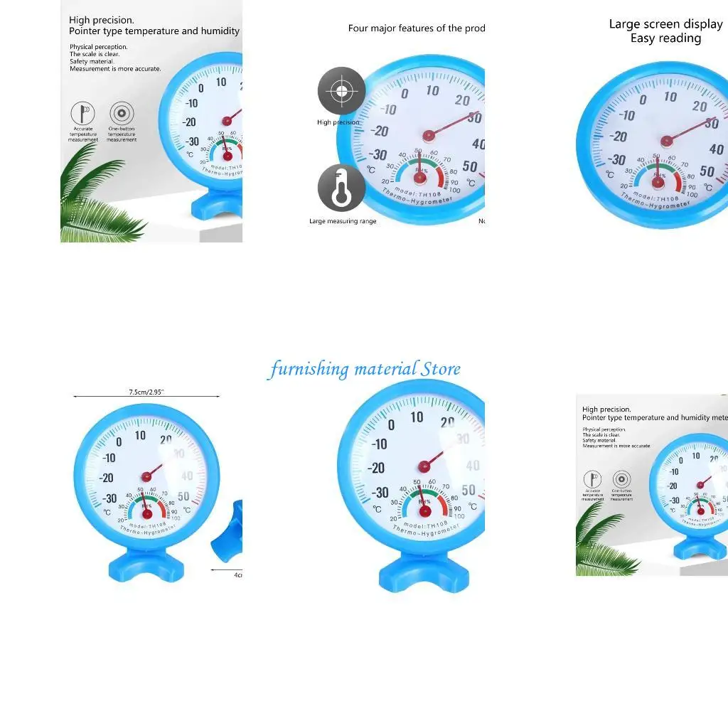 

Y5GD Dial-type Temperature Humidity Monitor Gauge -30-50℃ for Tabletop Hangings