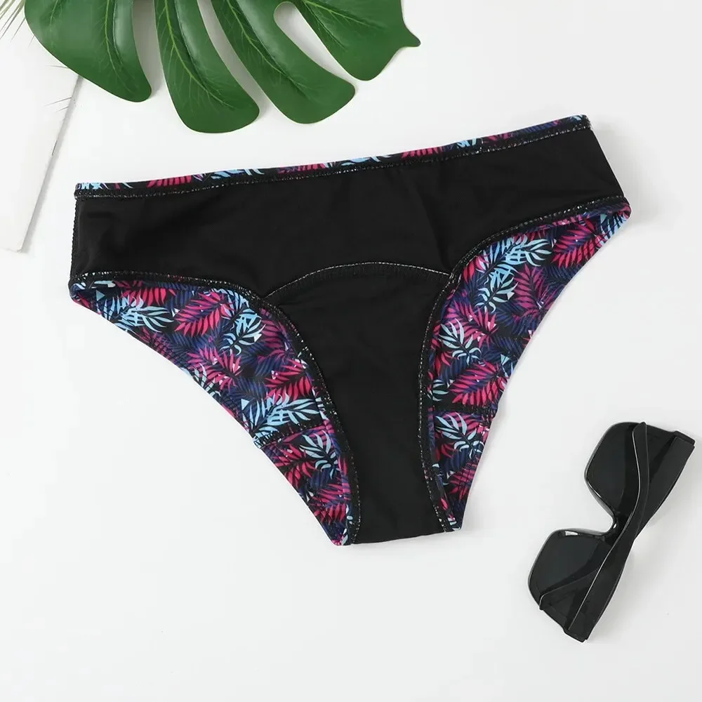 สุภาพสตรี 2024 ชุดว่ายน้ําLeafดอกไม้บิกินี่กางเกงว่ายน้ําสไตล์ใหม่เย็บกางเกงเซ็กซี่บิกินี่แฟชั่นAll-Match Trend