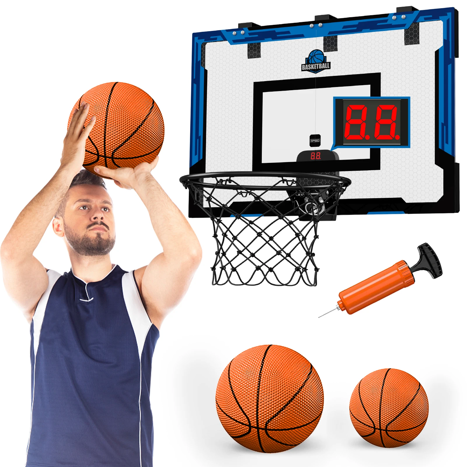 Cesta de basquete grande de 24 "x 16", interna para homens, crianças, adolescentes, meninos, meninas, cesta de basquete com painel resistente, brinquedos grandes de basquete