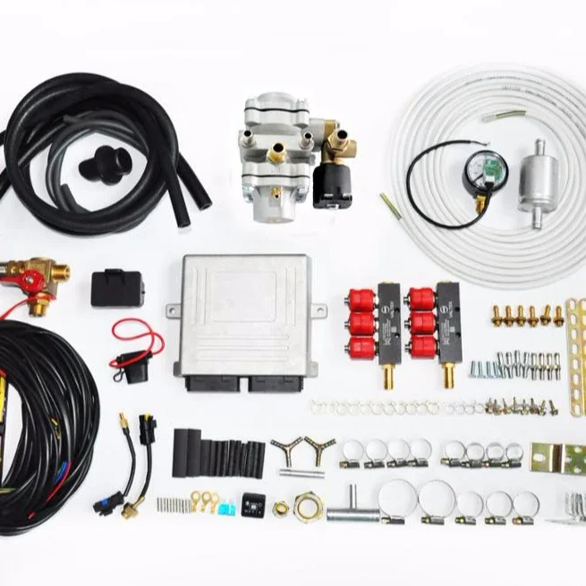 Auto cng ngv 6-cilinder sequentiële injectie converter kit lpg auto ga.s brandstofsysteem autoga.s conversie kits voor auto's benzinemotor