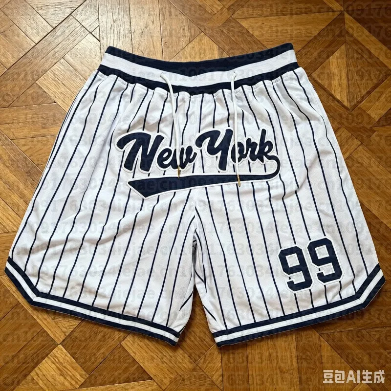 Summer NewYork No.99 Basketball Shorts Men's Casual Quick-dry Beach Simple Striped Shorts Comfy Relaxed-Fit Flexible Shorts