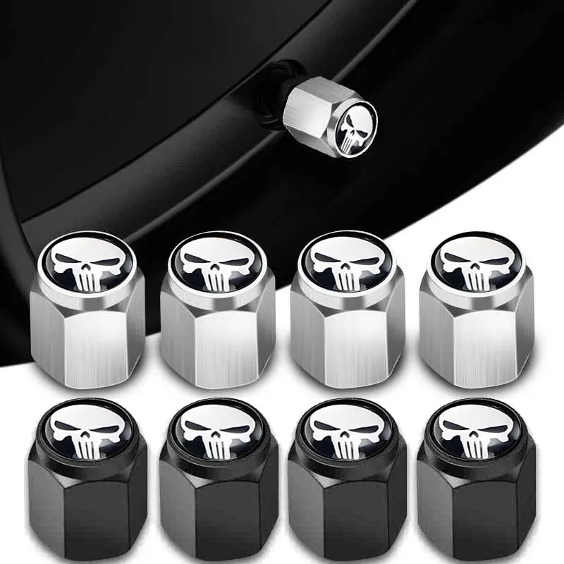 

4pcs Universal Marvel Punisher Car Wheel Tire Valve Stem Caps Air Covers for Audi BMW Dodge Skoda Suzuki KIA Honda Mercedes Benz