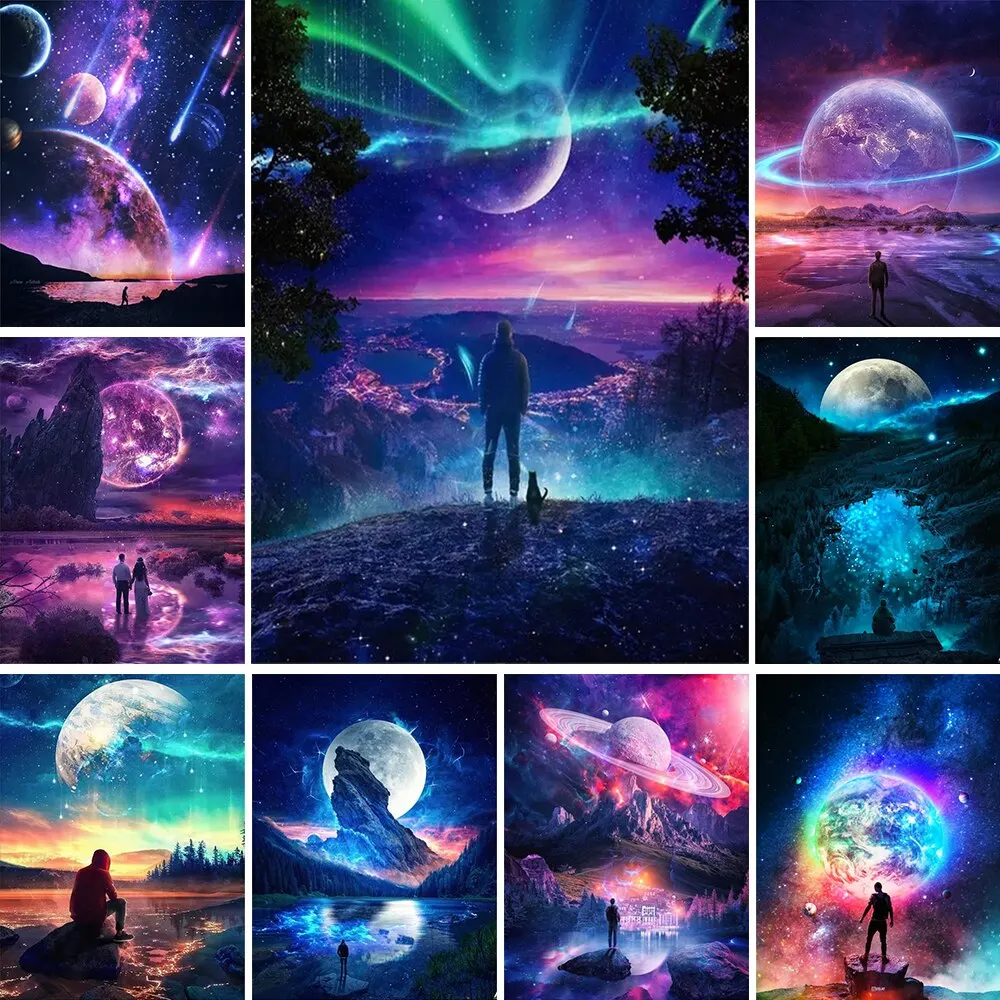 

DIY 5D Diamond Painting Space Planet Landscape Mosaic Full Square/Round Diamond Embroidery Cross Stitch Kit Home Decoration Gift